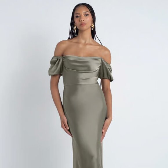 Jenny Yoo Eliana Dress in Moss - Picture 1 of 2